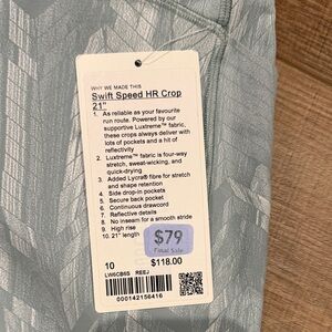 lululemon athletica Swift Speed HR Crop Leggings in Gray